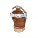 Woman's strap sandal in white multicolored mosaic printed leather heel 2 - Available sizes:  32, 43