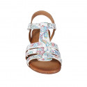 Woman's strap sandal in white multicolored mosaic printed leather heel 2 - Available sizes:  32, 43