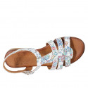 Sandalia para mujer con cinturon en piel blanca imprimida mosaico multicolor tacon 2 - Tallas disponibles:  32, 43