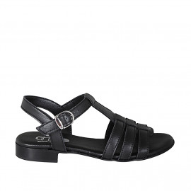 Sandalia para mujer con cinturon en piel negra tacon 2 - Tallas disponibles:  44