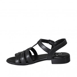 Sandalo da donna con cinturino in pelle nera tacco 2 - Misure disponibili: 44 2