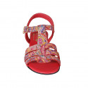Sandalia para mujer con cinturon en piel roja imprimida mosaico multicolor tacon 2 - Tallas disponibles:  32, 43