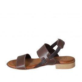 Woman's sandal in brown leather with elastic strap heel 2 - Available sizes:  32, 33 2