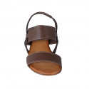 Sandale pour femmes en cuir marron avec courroie elastique talon 2 - Pointures disponibles:  32, 33
