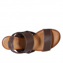 Woman's sandal in brown leather with elastic strap heel 2 - Available sizes:  32, 33