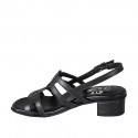 Sandalo da donna in pelle nera con tacco 4 - Misure disponibili: 45