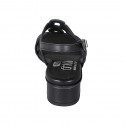 Woman's sandal in black leather with heel 4 - Available sizes:  45
