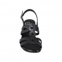 Sandale pour femmes en cuir noir avec talon 4 - Pointures disponibles:  45