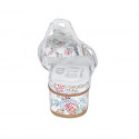 Sandalia para mujer en piel blanca imprimida mosaico multicolor tacon 4 - Tallas disponibles:  43, 44, 45