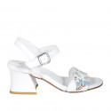 Sandale pour femmes avec courroie en cuir blanc et imprimé mosaïque multicouleur talon 6 - Pointures disponibles:  32, 43, 44, 45