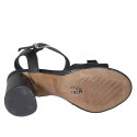 Woman's sandal in black leather with strap and buckle heel 7 - Available sizes:  42, 43