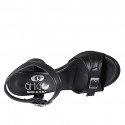 Woman's sandal in black leather with strap and buckle heel 7 - Available sizes:  42, 43