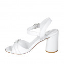Sandalia para mujer en piel blanca con cinturon y hebilla tacon 7 - Tallas disponibles:  42, 44