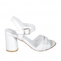Sandale pour femmes en cuir blanc avec courroie et boucle talon 7 - Pointures disponibles:  42, 44