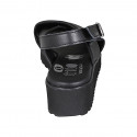Woman's sandal in black leather with wedge heel 4 - Available sizes:  42, 44