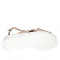 Sandalo da donna in pelle rosa chiaro zeppa 4 - Misure disponibili: 42, 43