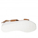 Sandalo da donna in pelle color cuoio zeppa 4 - Misure disponibili: 42