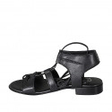 Sandale avec lacets pour femmes en cuir noir talon 2 - Pointures disponibles:  32