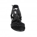 Sandale avec lacets pour femmes en cuir noir talon 2 - Pointures disponibles:  32