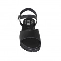 Sandale pour femmes avec courroie en cuir noir talon compensé 4 - Pointures disponibles:  42