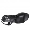 Sandale pour femmes avec courroie en cuir noir talon compensé 4 - Pointures disponibles:  42