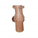 Chaussure ouverte avec courroie en cuir marron clair talon 7 - Pointures disponibles:  44