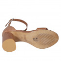 Chaussure ouverte avec courroie en cuir marron clair talon 7 - Pointures disponibles:  44