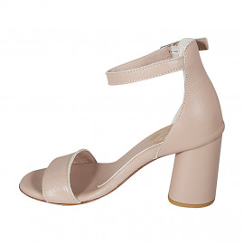 Woman's open shoe with strap in light rose leather heel 7 - Available sizes:  42, 43, 44 2
