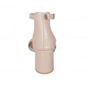 Woman's open shoe with strap in light rose leather heel 7 - Available sizes:  42, 43, 44
