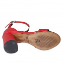 Woman's open shoe with ankle strap in red leather heel 7 - Available sizes:  32