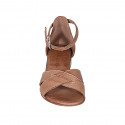 Chaussure ouverte avec courroie en cuir marron clair talon 2 - Pointures disponibles:  32, 33, 42