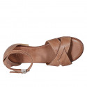 Chaussure ouverte avec courroie en cuir marron clair talon 2 - Pointures disponibles:  32, 33, 42