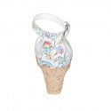 Woman's open shoe with strap and platform in multicolored printed white leather wedge heel 7 - Available sizes:  32