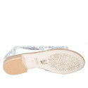 Zapato abierto para mujer en piel blanca imprimida multicolor con cremallera tacon 2 - Tallas disponibles:  32, 33, 42, 43