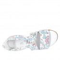 Woman's open shoe with zipper in white multicolored printed leather heel 2 - Available sizes:  32, 33, 42, 43