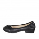 Woman's ballerina shoe with captoe and bow in black leather heel 2 - Available sizes:  32
