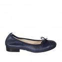 Woman's ballerina shoe with captoe and bow in blue leather heel 2 - Available sizes:  32