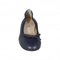 Woman's ballerina shoe with captoe and bow in blue leather heel 2 - Available sizes:  32