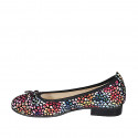Woman's rounded tip ballerina in multicolored mosaic printed suede with bow heel 2 - Available sizes:  32