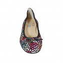 Woman's rounded tip ballerina in multicolored mosaic printed suede with bow heel 2 - Available sizes:  32
