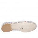 Woman's ballerina shoe with captoe and bow in white multicolored printed leather heel 2 - Available sizes:  32, 33, 42, 43, 44