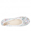Bailarina para mujer en piel blanca imprimida multicolor con moño y puntera tacon 2 - Tallas disponibles:  32, 33, 42, 43, 44