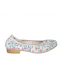 Woman's ballerina shoe in white multicolored printed leather heel 2 - Available sizes:  32, 42