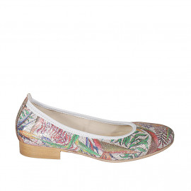 Woman's ballerina shoe in silver multicolored printed leather heel 2 - Available sizes:  32