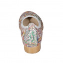Bailarina para mujer en piel plateada imprimida multicolor tacon 2 - Tallas disponibles:  32