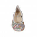 Ballerina da donna in pelle argento stampata multicolor tacco 2 - Misure disponibili: 32