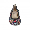 Woman's rounded tip ballerina in multicolored mosaic printed black suede heel 2 - Available sizes:  33