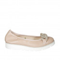 Woman's ballerina shoe with chain in rose leather wedge heel 3 - Available sizes:  32, 44