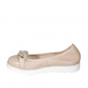 Ballerine avec chaîne pour femmes en cuir rose talon compensé 3 - Pointures disponibles:  32, 44