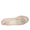 Woman's ballerina shoe with chain in rose leather wedge heel 3 - Available sizes:  32, 44
